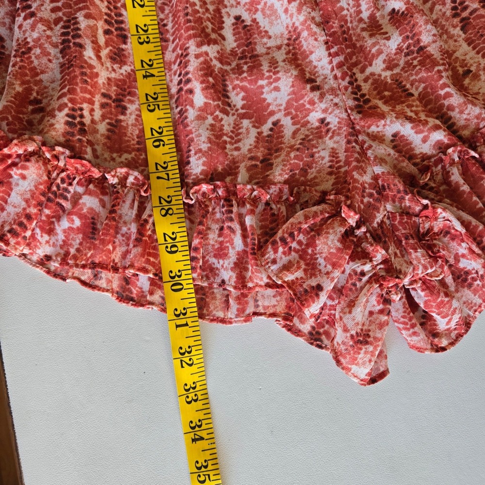 Saints + Secrets Rust Snake Print Ruffle Tie Front Romper Size XS Boho Festival - Picture 8 of 9